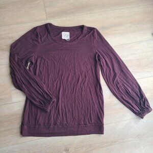 Chaser Women's Medium Muted Burgundy-ish Balloon Sleeve Blouse VGUC
